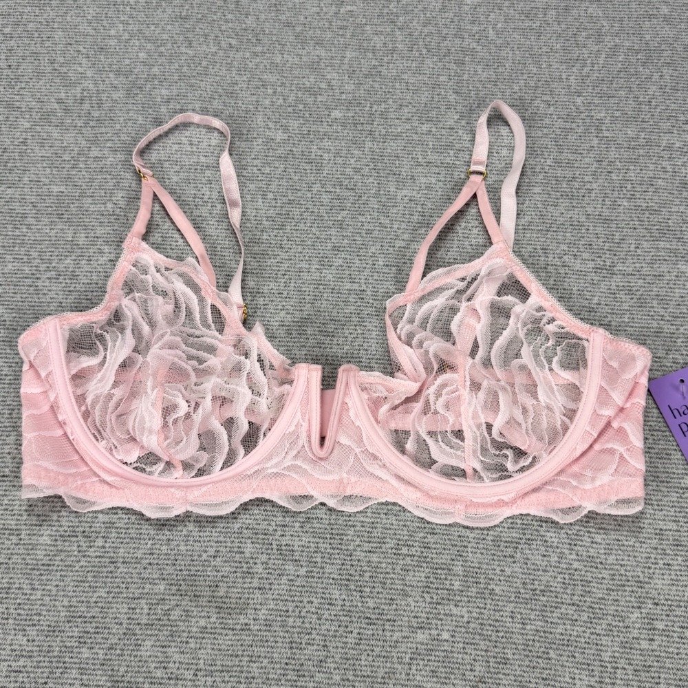 Hanky Panky Silhouette Floral Underwire Bra Vie En Rose‎ Pink Lace XL 7F7884 NEW